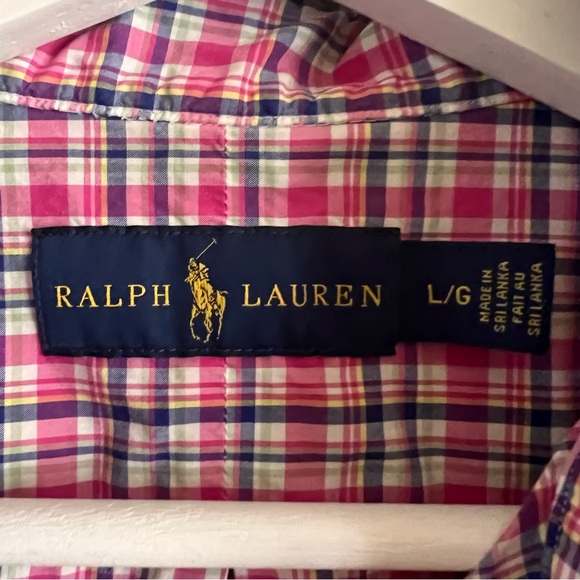 Ralph Lauren Pink Gingham Button Down Shirt Size Large - Picture 7 of 11